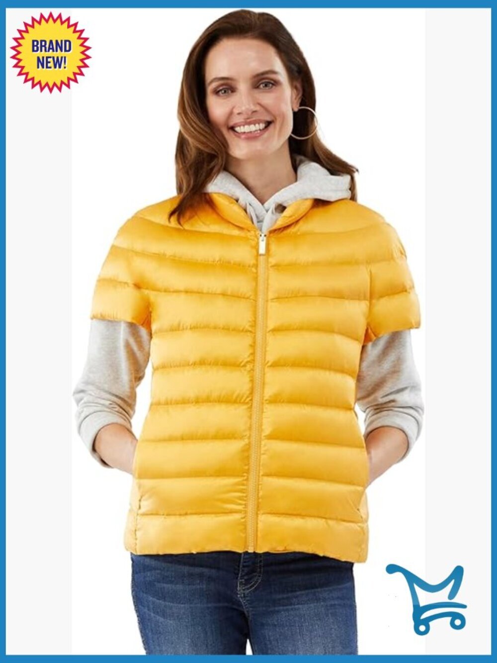 Quilted Down Puffer Vest, Short Sleeve Jacket with Pockets, Warm Winter Coat